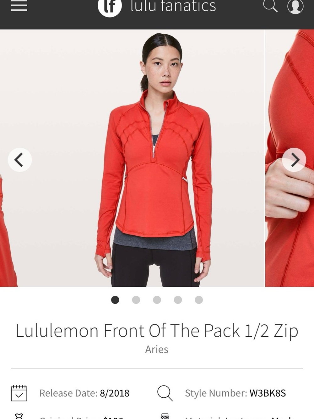 lululemon athletica Front of the Pack Half‑Zip Top - Red